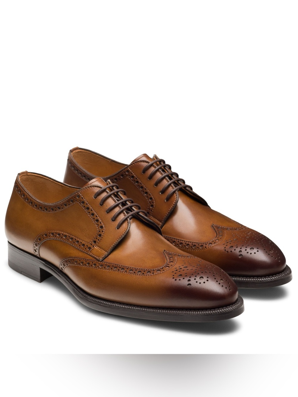 Magnanni Heywood Men's Tabaco Leather Brogue Wingtip Derbies Sz 13
